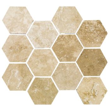 10x10 Travertine Grand Hexagon Mozaik