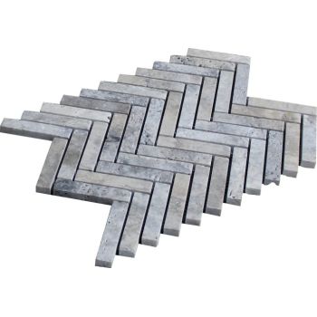 1.5x7.5 Silver Herringbone Doğal Taş Mozaik